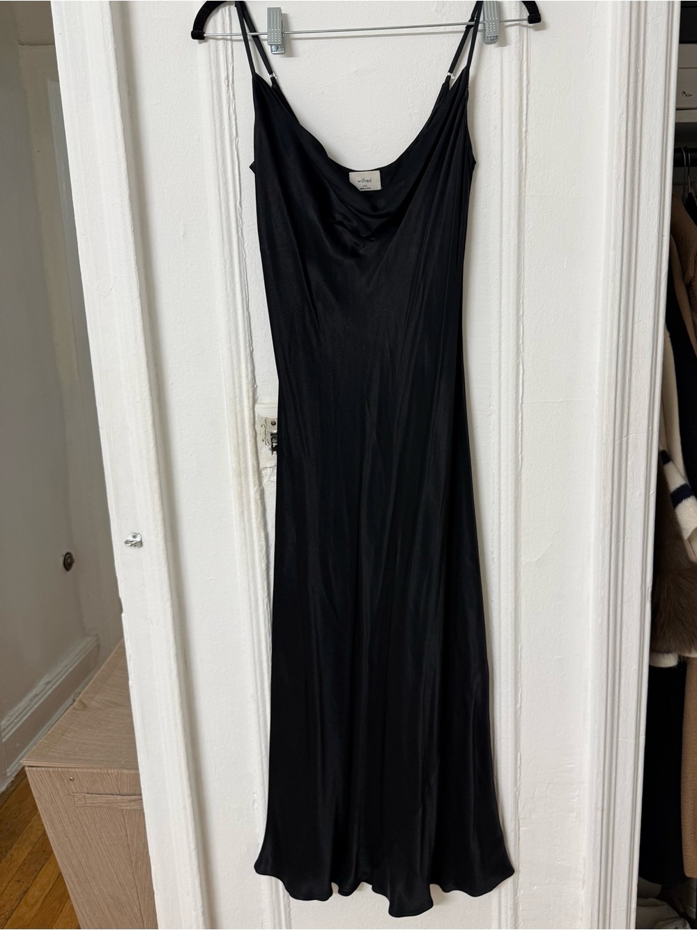 Black Slip Dress with Cowl Neck